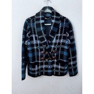 Soft Surroundings PM Alpaca Blend Plaid Toggle Cardigan Jacket